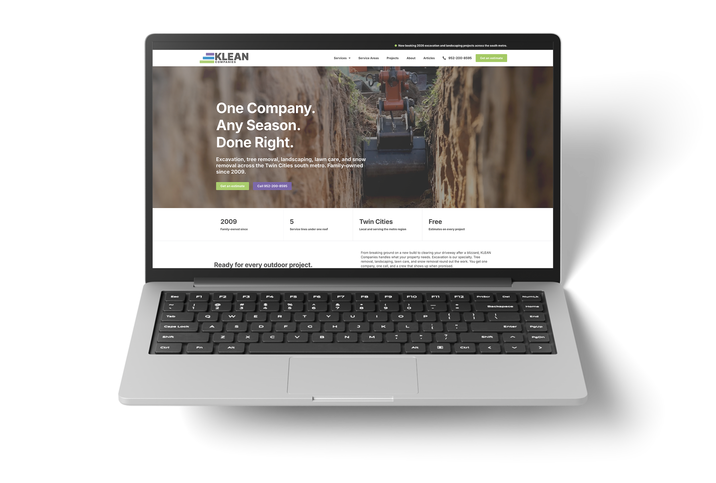 FIG. 01: KLEAN Companies homepage, desktop viewport, post-launch.