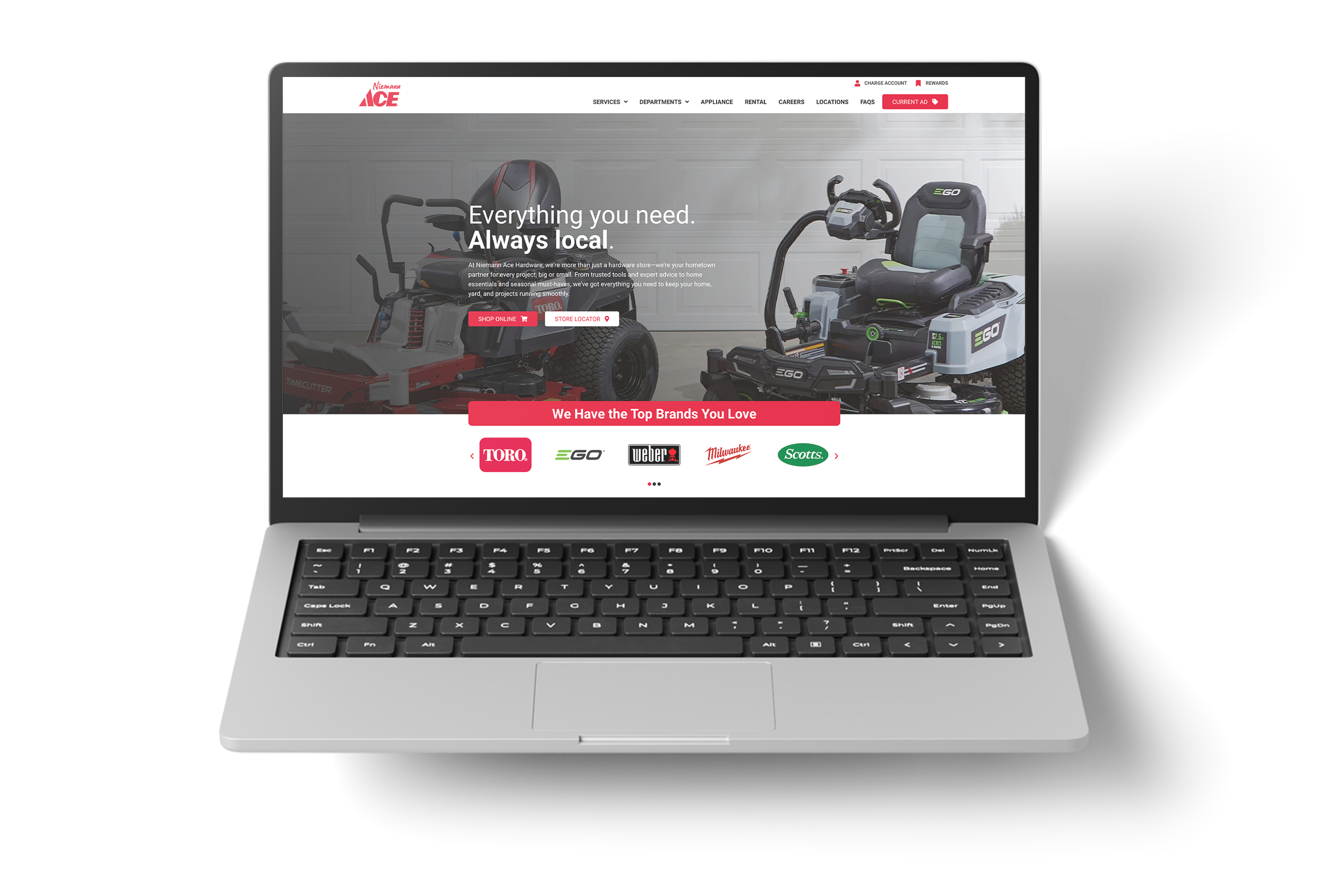 FIG. 01: Niemann Ace Hardware homepage, desktop viewport, post-launch.