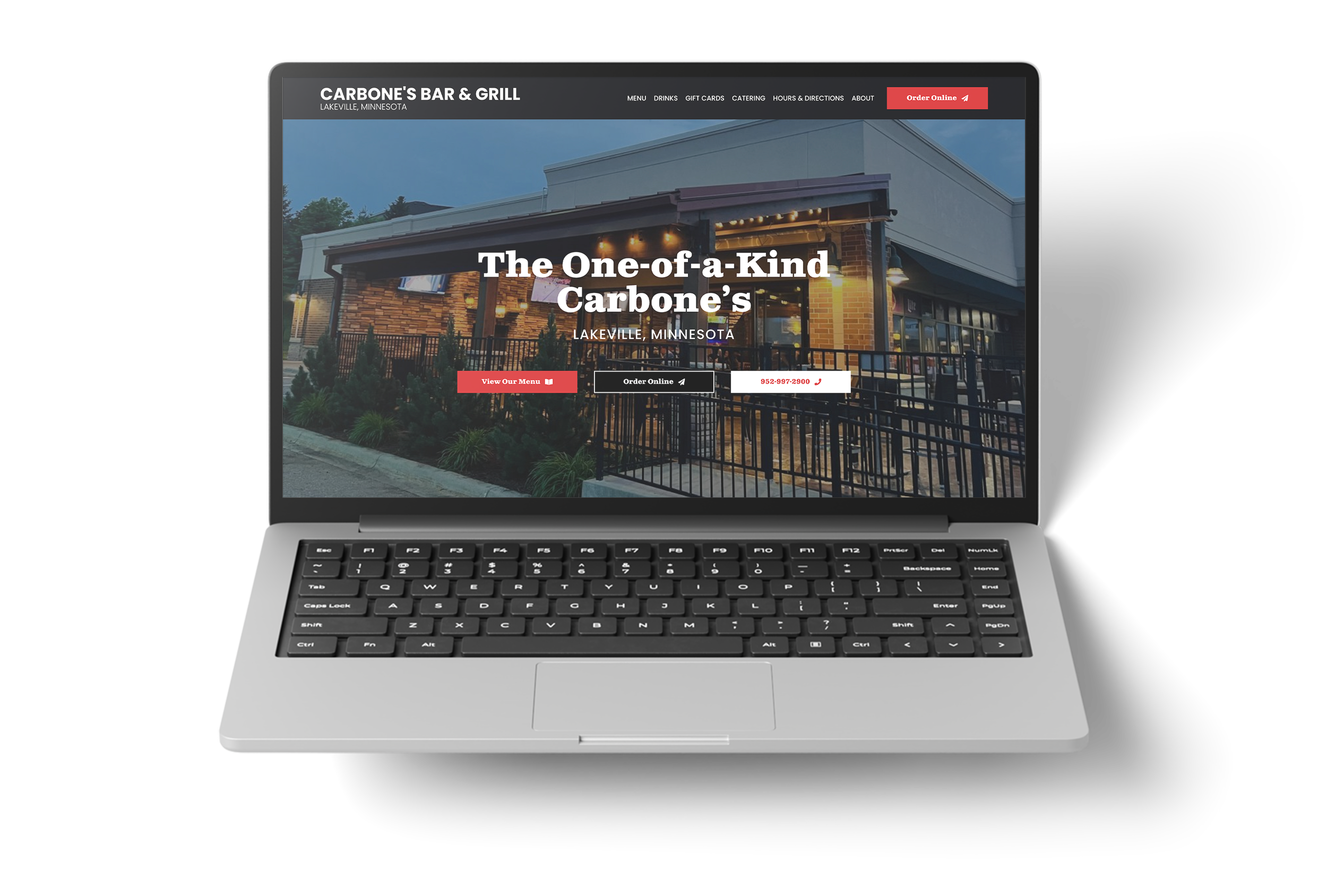 CARBONE’S PIZZA BAR & GRILL website mockup