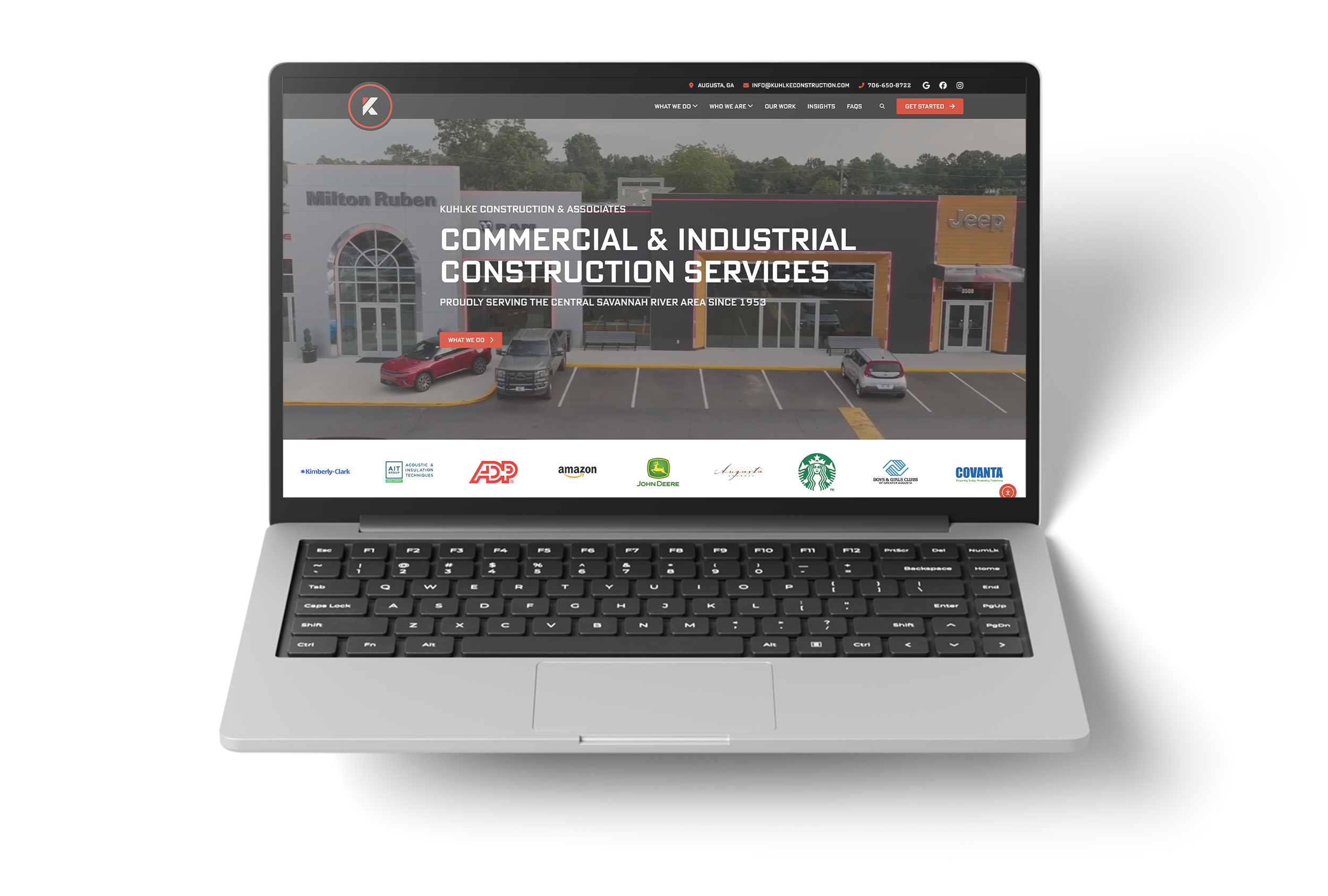FIG. 01: Kuhlke Construction & Associates homepage, desktop viewport, post-launch.