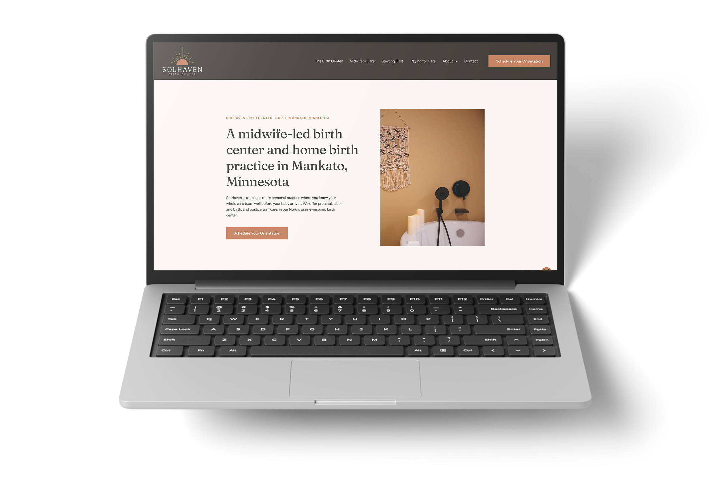 SOLHAVEN BIRTH CENTER website mockup