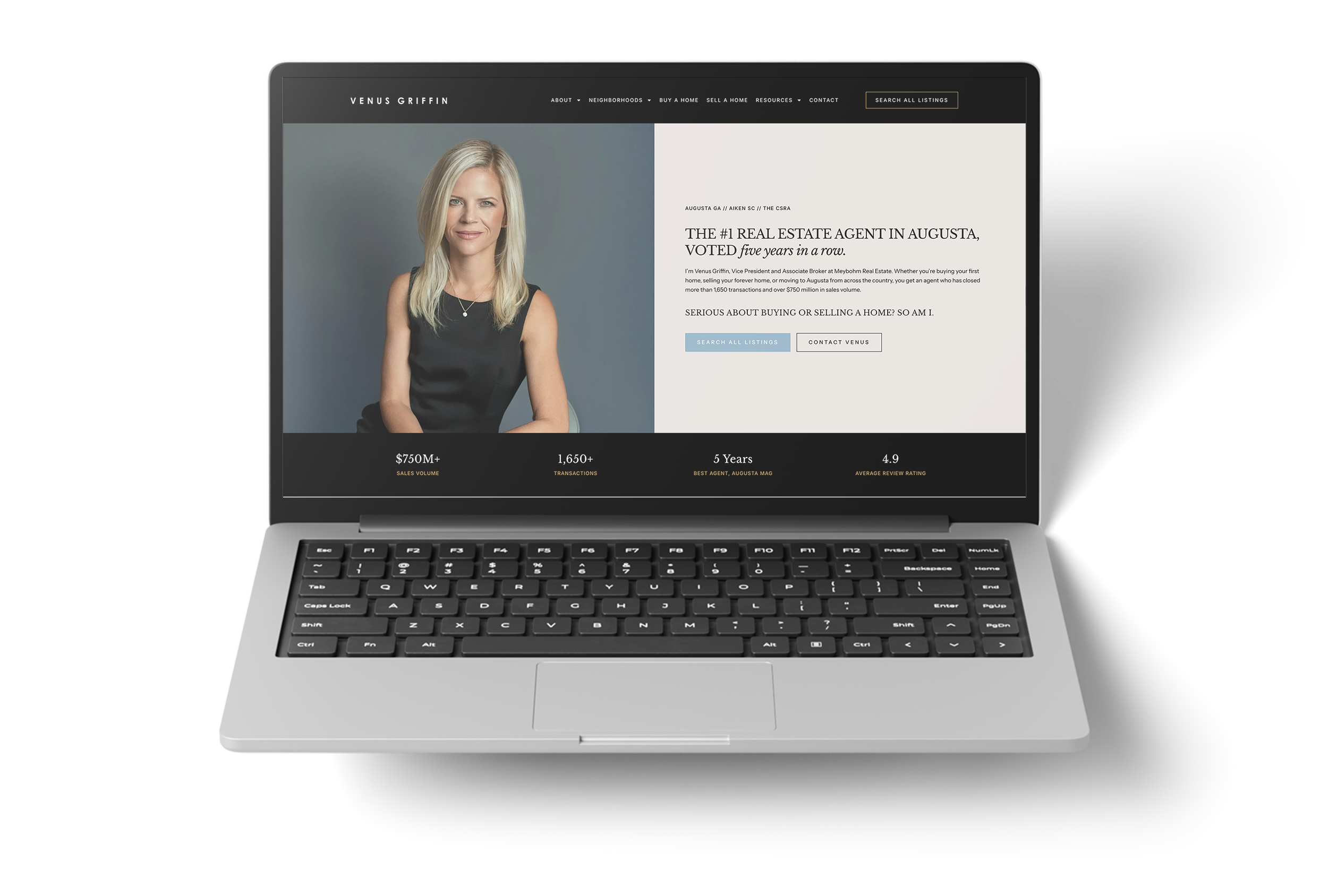 VENUS GRIFFIN website mockup