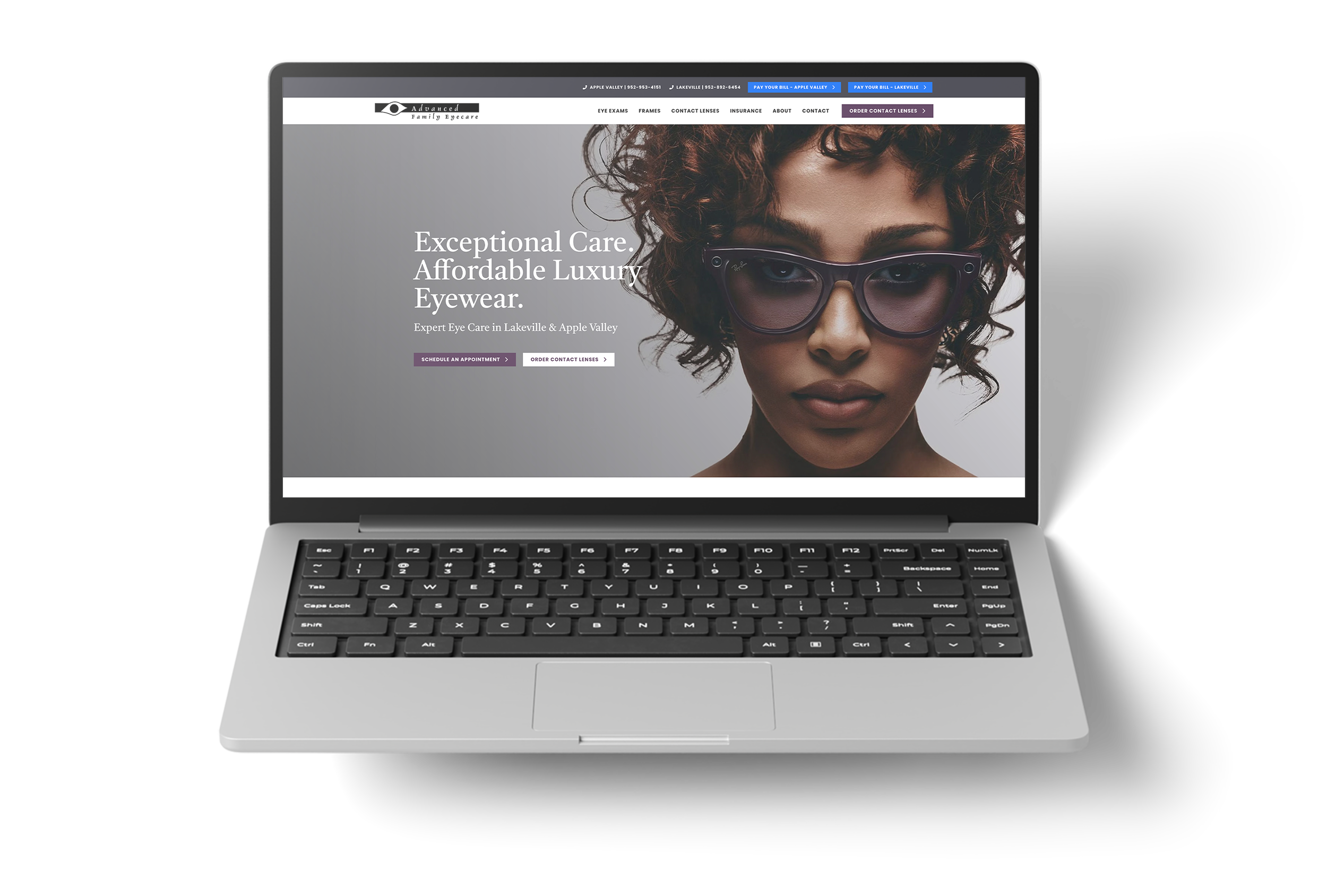 ADVANCED FAMILY EYECARE website mockup